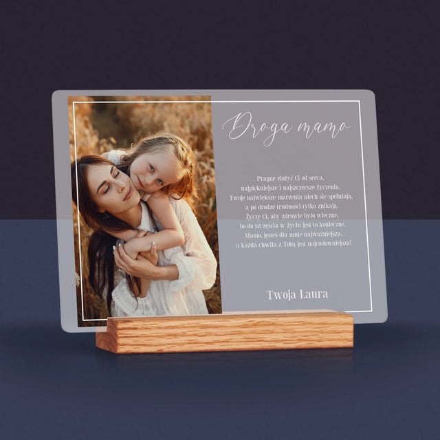 Zdjęcie I Podpis: Droga Mamo - Wydruk Na Szkle Akrylowym