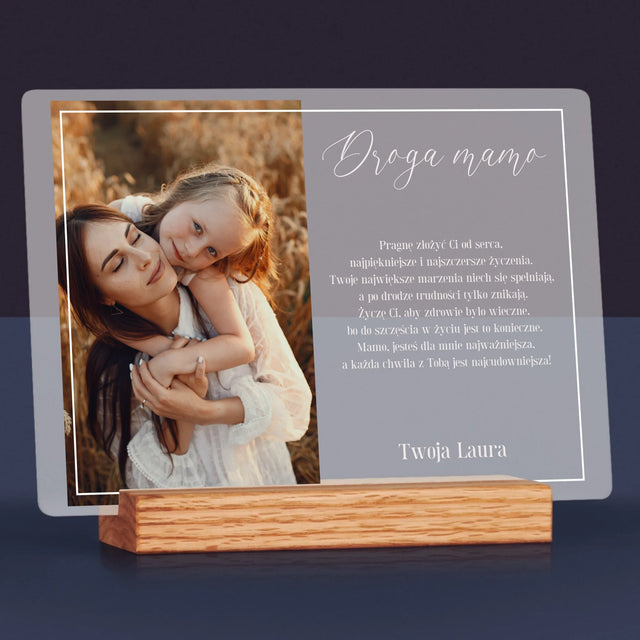 Zdjęcie I Podpis: Droga Mamo - Wydruk Na Szkle Akrylowym
