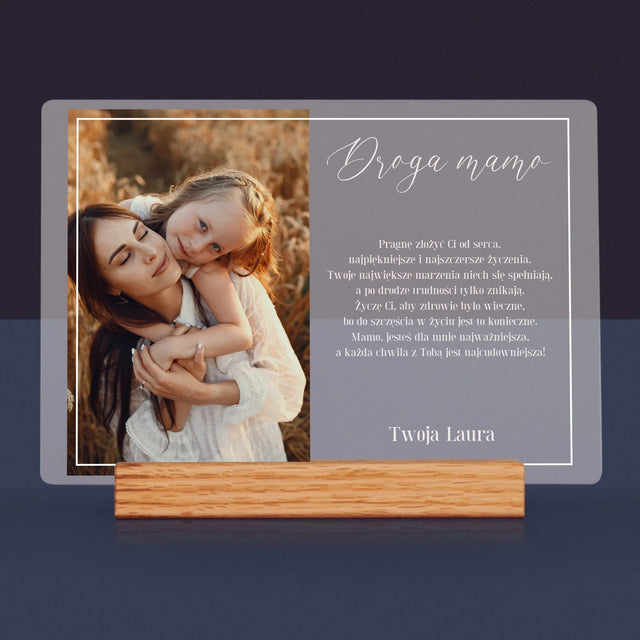 Zdjęcie I Podpis: Droga Mamo - Wydruk Na Szkle Akrylowym
