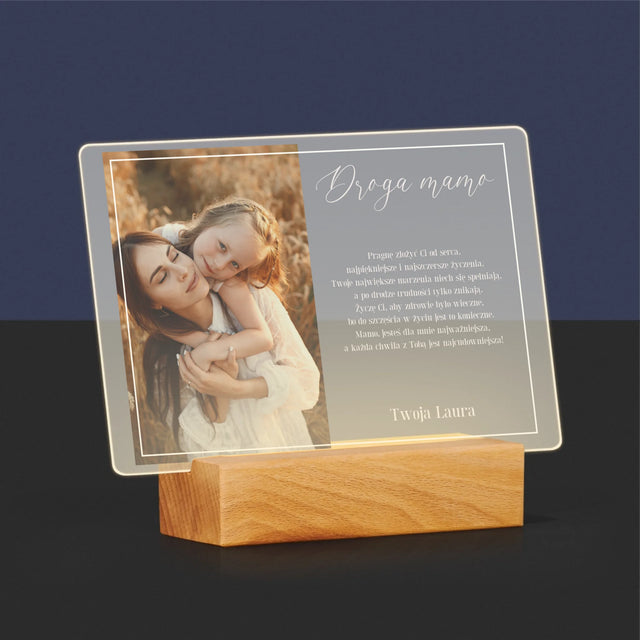 Zdjęcie I Podpis: Droga Mamo - Wydruk Na Szkle Akrylowym