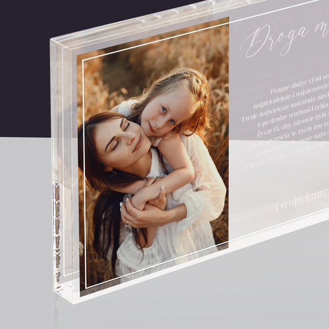 Zdjęcie I Podpis: Droga Mamo - Blok Akrylowy z Nadrukiem