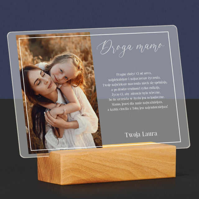 Zdjęcie I Podpis: Droga Mamo - Wydruk Na Szkle Akrylowym