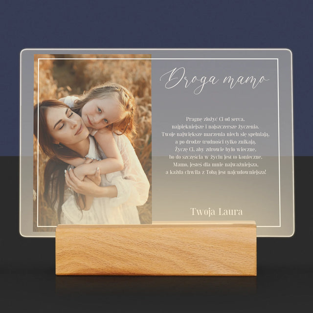 Zdjęcie I Podpis: Droga Mamo - Wydruk Na Szkle Akrylowym