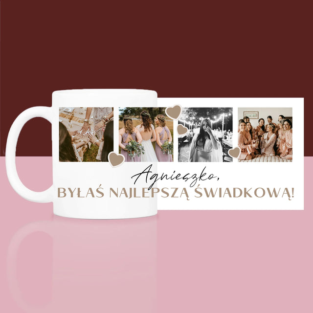 Fotokolaż: Dziękuję Dla Świadkowej - Zestaw prezentowy z kubkiem i satynową opaską