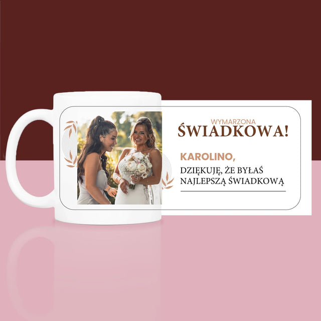 Zdjęcie i Podpis: Wymarzona Świadkowa - Zestaw prezentowy z kubkiem i satynową opaską