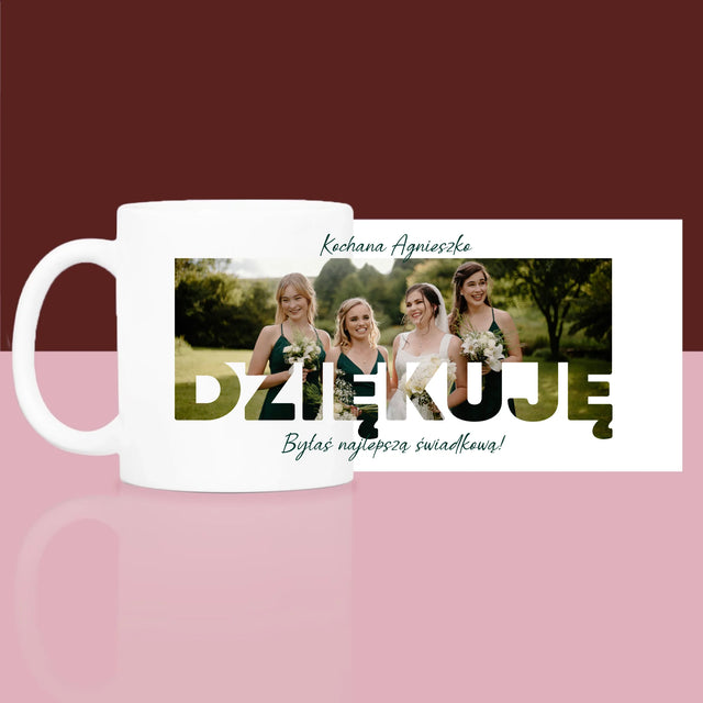 Zdjęcie i Podpis: Byłaś Najlepszą Świadkową - Zestaw prezentowy z kubkiem i satynową opaską