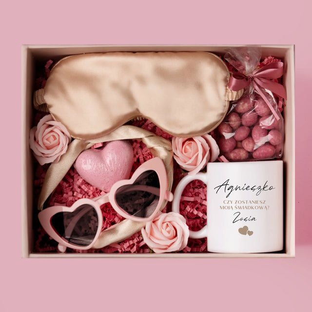 Zdjęcie i Podpis: Zostań Moją Świadkową - Zestaw prezentowy z kubkiem i satynową opaską