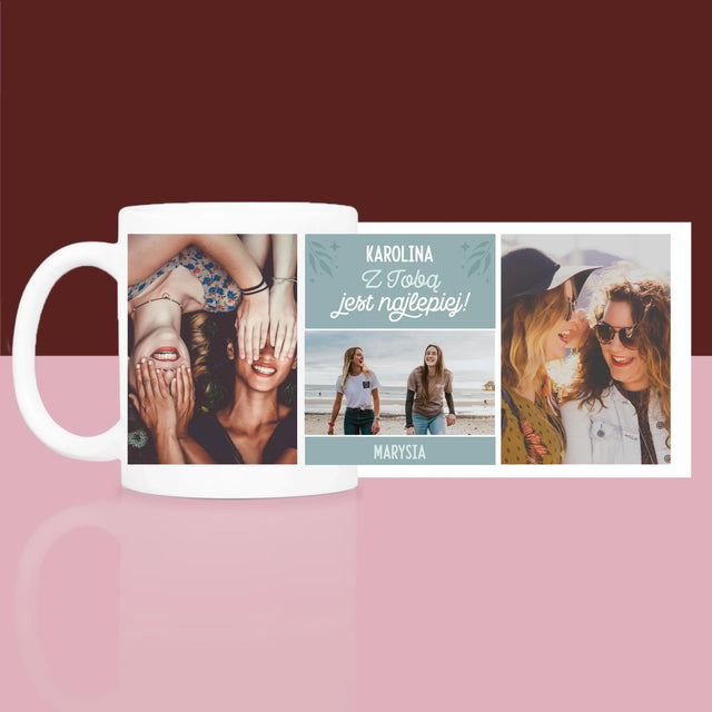 Fotokolaż: Najlepsze Przyjaciółki - Zestaw prezentowy z kubkiem i satynową opaską