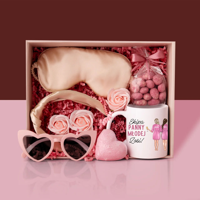 Kreator Postaci: Ekipa Panny Młodej - Zestaw prezentowy z kubkiem i satynową opaską