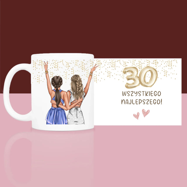 Kreator Postaci: Przyjaciółki Trzydziestka - Zestaw prezentowy z kubkiem i satynową opaską