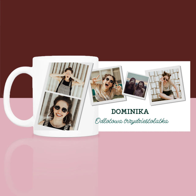 Fotokolaż: Odlotowa Trzydziestolatka - Zestaw prezentowy z kubkiem i satynową opaską