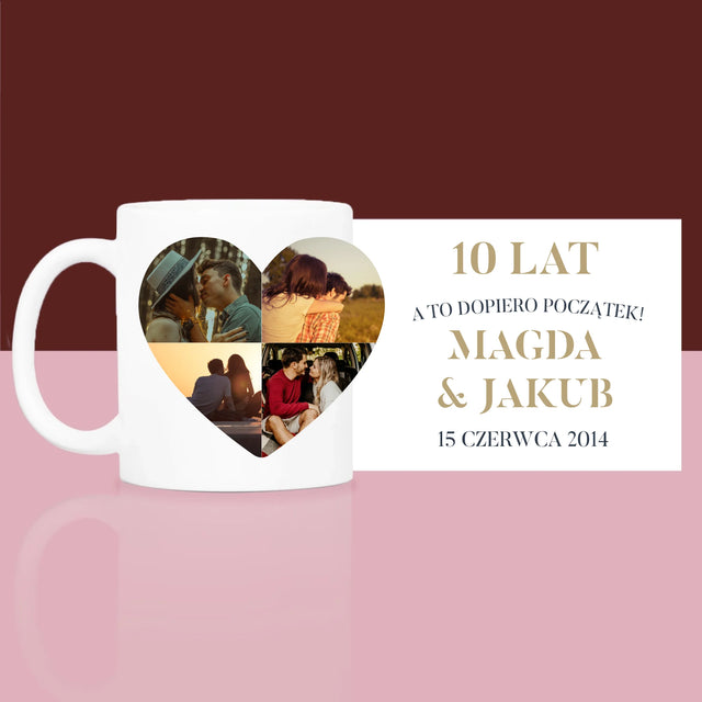 Kształt Ze Zdjęć: Rocznica Serce - Zestaw prezentowy z kubkiem i satynową opaską