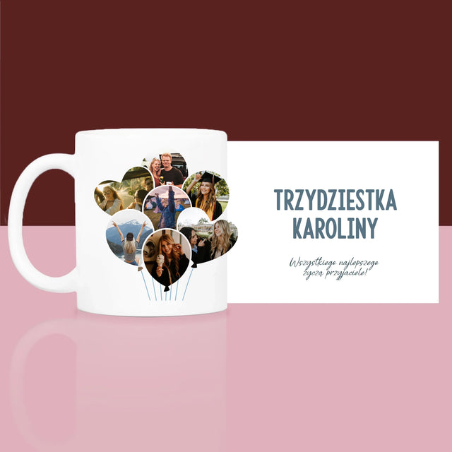 Kształt Ze Zdjęć: Trzydziestka Balony - Zestaw prezentowy z kubkiem i satynową opaską