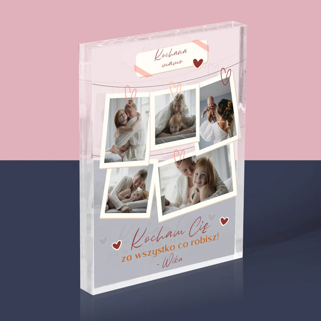 Fotokolaż: Kocham Cię Mamo - Blok Akrylowy z Nadrukiem