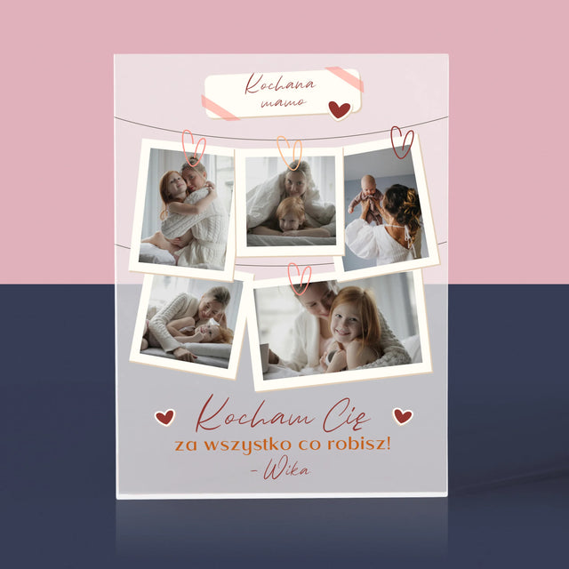 Fotokolaż: Kocham Cię Mamo - Blok Akrylowy z Nadrukiem