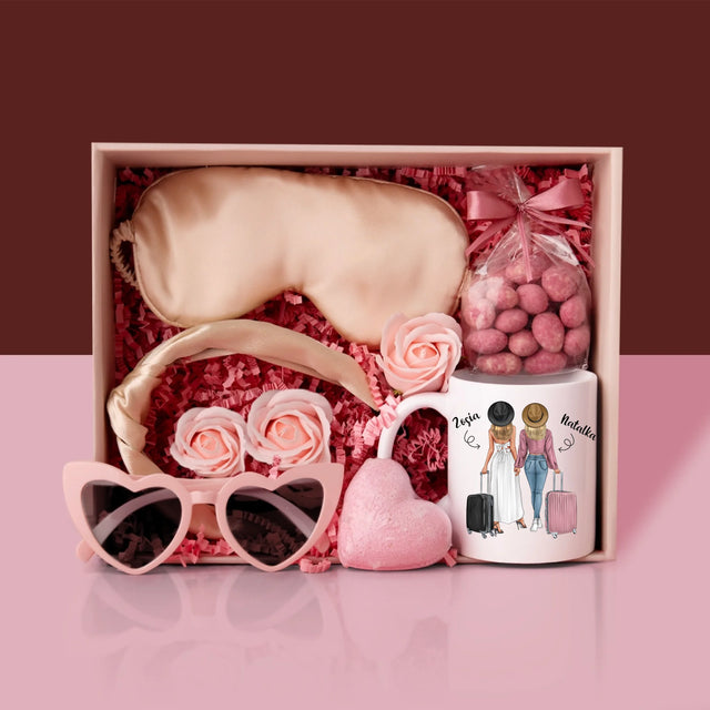 Kreator Postaci: Przyjaciółki Podróżniczki - Zestaw prezentowy z kubkiem i satynową opaską