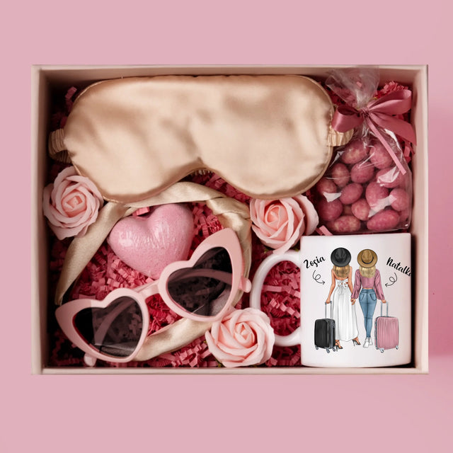 Kreator Postaci: Przyjaciółki Podróżniczki - Zestaw prezentowy z kubkiem i satynową opaską