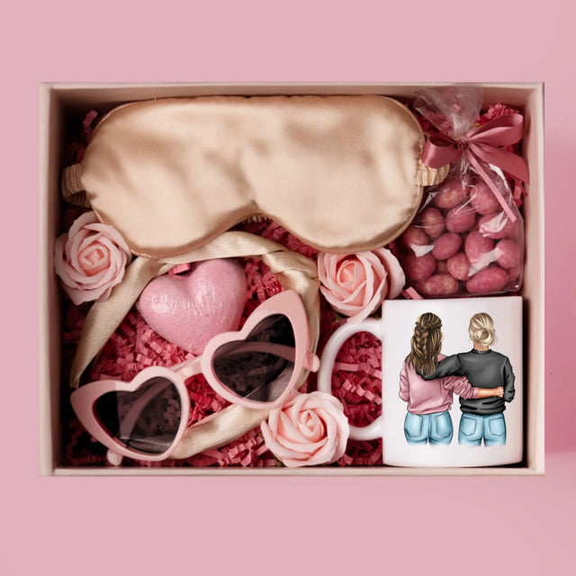 Kreator Postaci: 18 Urodziny Przyjaciółki - Zestaw prezentowy z kubkiem i satynową opaską