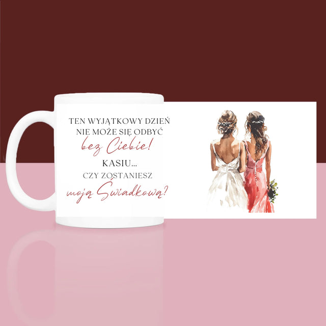 Imię i Podpis: Pytanie Do Świadkowej - Zestaw prezentowy z kubkiem i satynową opaską