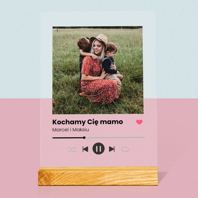 Zdjęcie i Podpis: Kochamy Cię Mamo - Wydruk Na Szkle Akrylowym