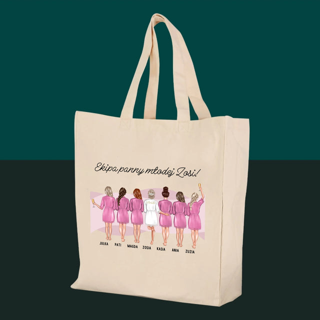Kreator Postaci: Ekipa Panny Młodej - Torba Płócienna z Nadrukiem