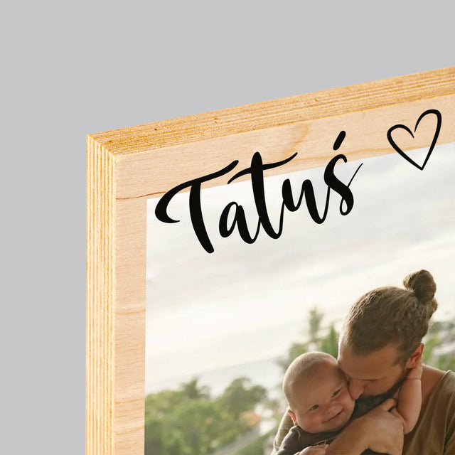 Zdjęcie I Podpis: Pierwszy Dzień Tatusia - Wydruk Na Drewnie