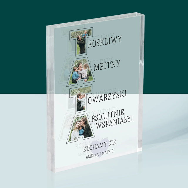 Słowo Ze Zdjęć: Dlaczego Kocham Tatę - Blok Akrylowy z Nadrukiem