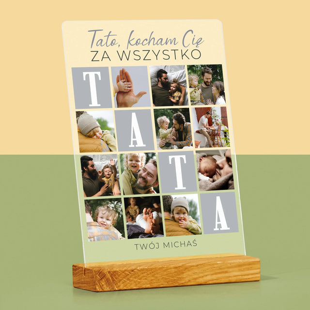 Fotokolaż: Tato Kocham Cię Za Wszystko - Wydruk Na Szkle Akrylowym