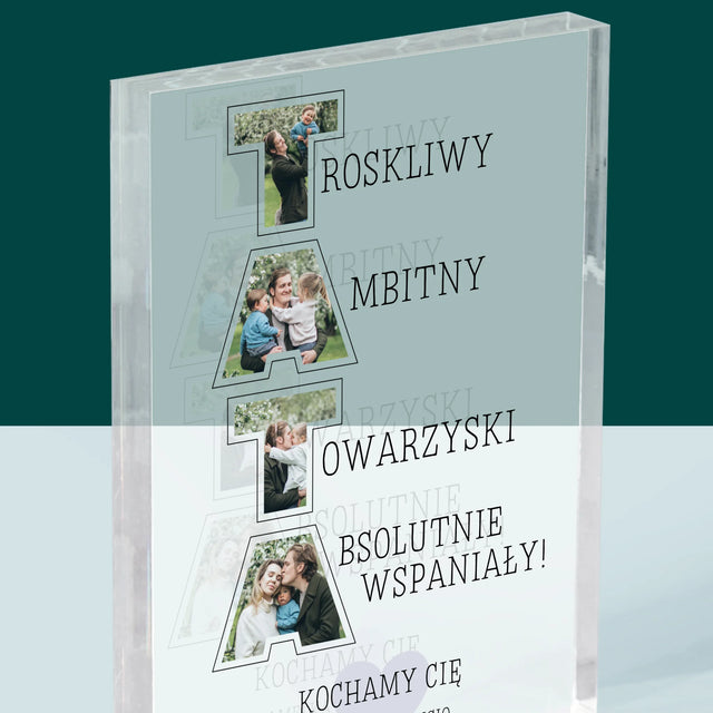 Słowo Ze Zdjęć: Dlaczego Kocham Tatę - Blok Akrylowy z Nadrukiem