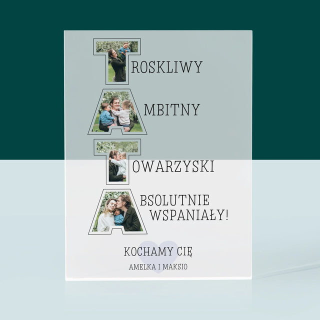 Słowo Ze Zdjęć: Dlaczego Kocham Tatę - Blok Akrylowy z Nadrukiem