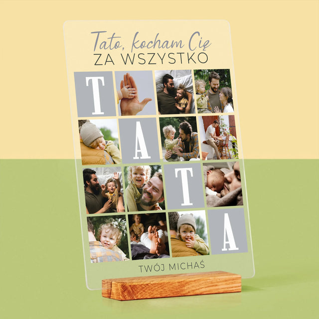 Fotokolaż: Tato Kocham Cię Za Wszystko - Wydruk Na Szkle Akrylowym