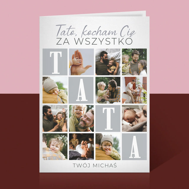 Fotokolaż: Tato Kocham Cię Za Wszystko - Kartka Z Życzeniami