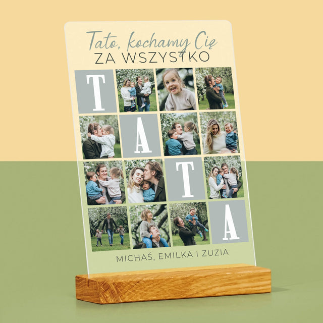 Fotokolaż: Tato Kochamy Cię Za Wszystko - Wydruk Na Szkle Akrylowym