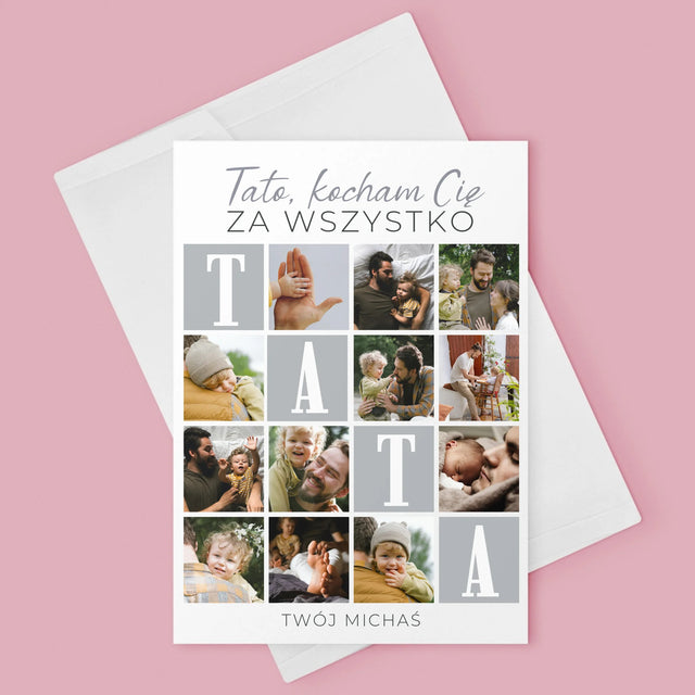 Fotokolaż: Tato Kocham Cię Za Wszystko - Kartka Z Życzeniami