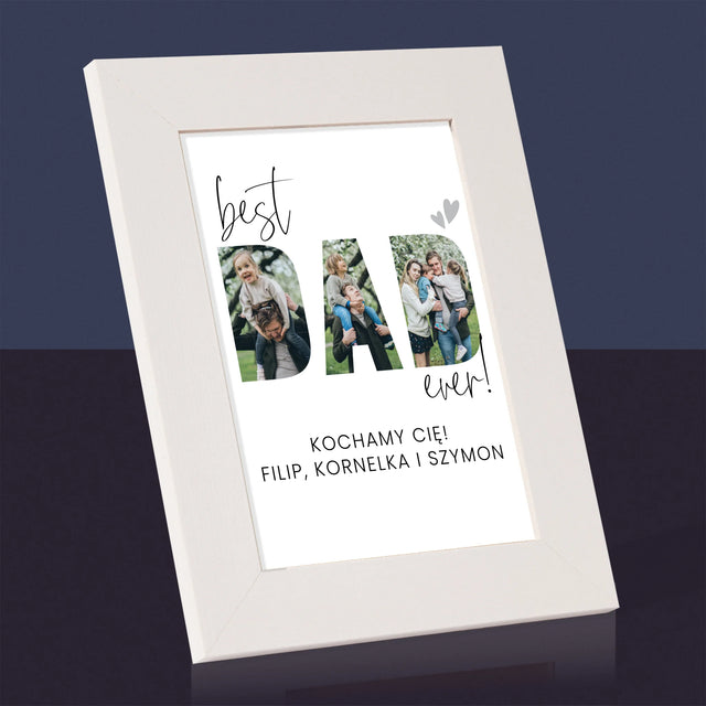 Słowo Ze Zdjęć: Best Dad Ever Z Podpisem - Ramka Na Zdjęcie