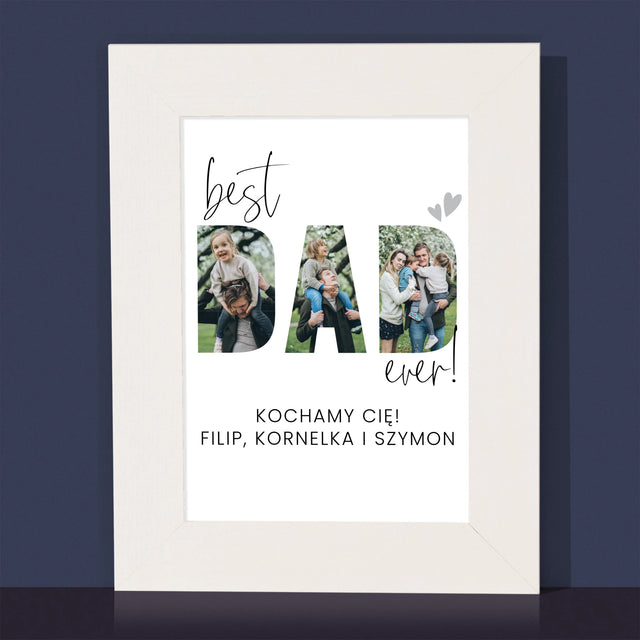 Słowo Ze Zdjęć: Best Dad Ever Z Podpisem - Ramka Na Zdjęcie