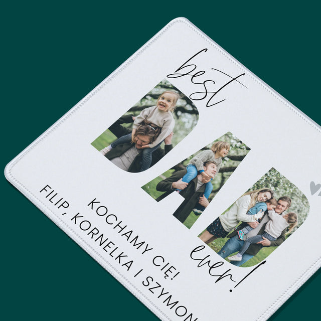 Słowo Ze Zdjęć: Best Dad Ever Z Podpisem - Podkładka Pod Myszkę