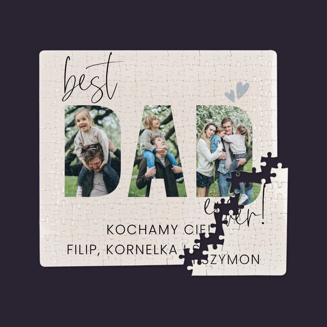 Słowo Ze Zdjęć: Best Dad Ever Z Podpisem - Personalizowane Puzzle