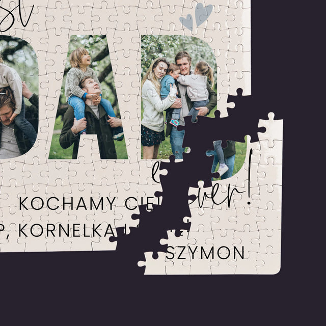 Słowo Ze Zdjęć: Best Dad Ever Z Podpisem - Personalizowane Puzzle
