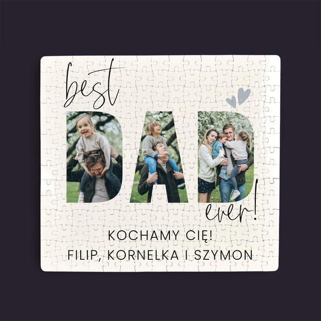 Słowo Ze Zdjęć: Best Dad Ever Z Podpisem - Personalizowane Puzzle