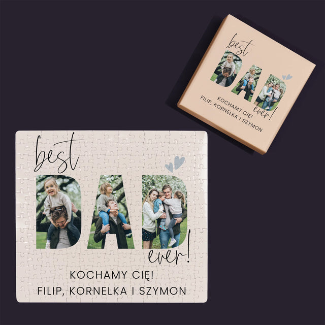 Słowo Ze Zdjęć: Best Dad Ever Z Podpisem - Personalizowane Puzzle