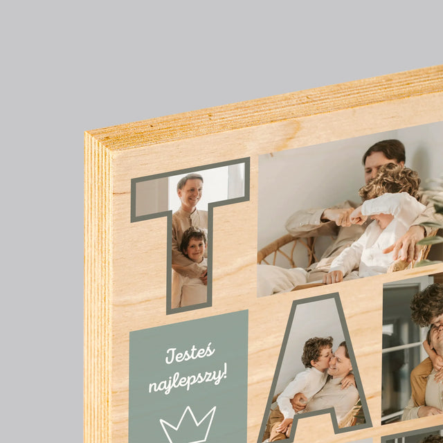 Fotokolaż: Tata Kafelki - Wydruk Na Drewnie