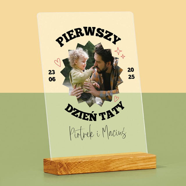 Zdjęcie I Podpis: Pierwszy Dzień Taty Razem - Wydruk Na Szkle Akrylowym
