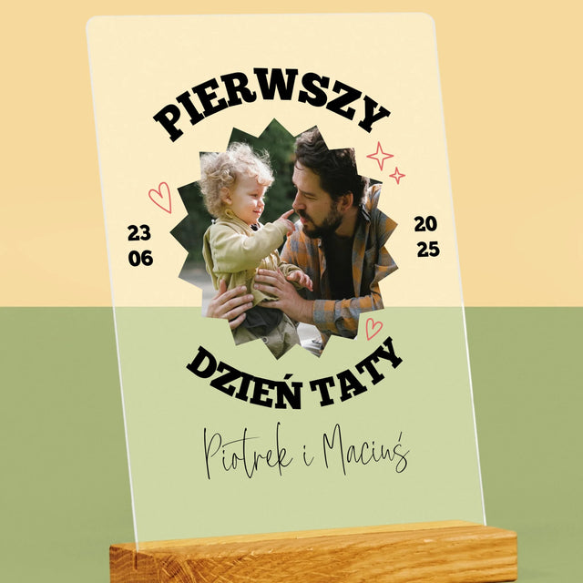 Zdjęcie I Podpis: Pierwszy Dzień Taty Razem - Wydruk Na Szkle Akrylowym