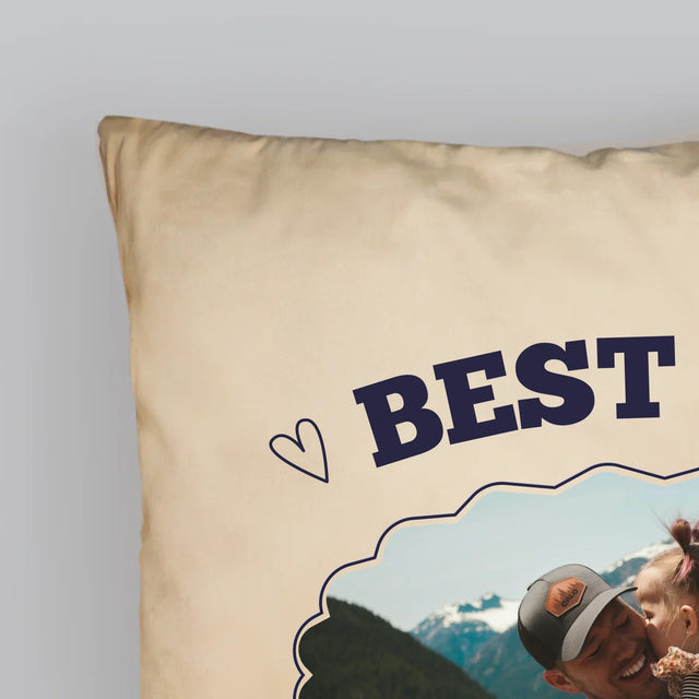 Zdjęcie I Podpis: Best Dad Established - Poduszka z Nadrukiem