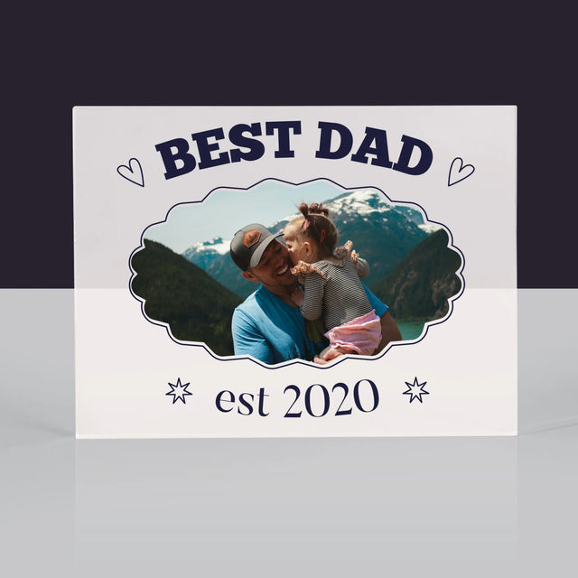 Zdjęcie I Podpis: Best Dad Established - Blok Akrylowy z Nadrukiem