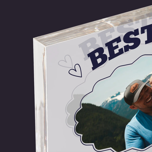 Zdjęcie I Podpis: Best Dad Established - Blok Akrylowy z Nadrukiem