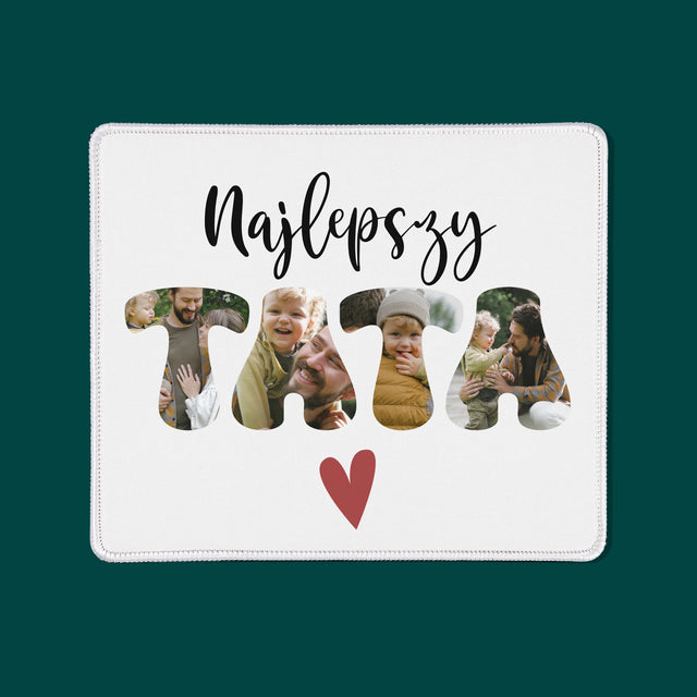 Zdjęcie I Podpis: Najlepszy Tata Serce - Podkładka Pod Myszkę