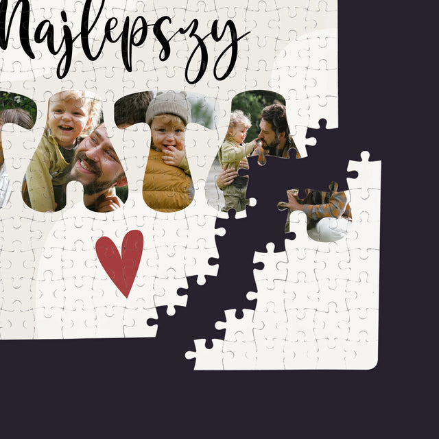 Zdjęcie I Podpis: Najlepszy Tata Serce - Personalizowane Puzzle