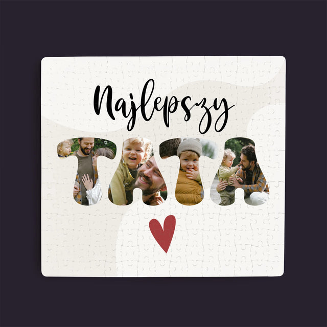 Zdjęcie I Podpis: Najlepszy Tata Serce - Personalizowane Puzzle